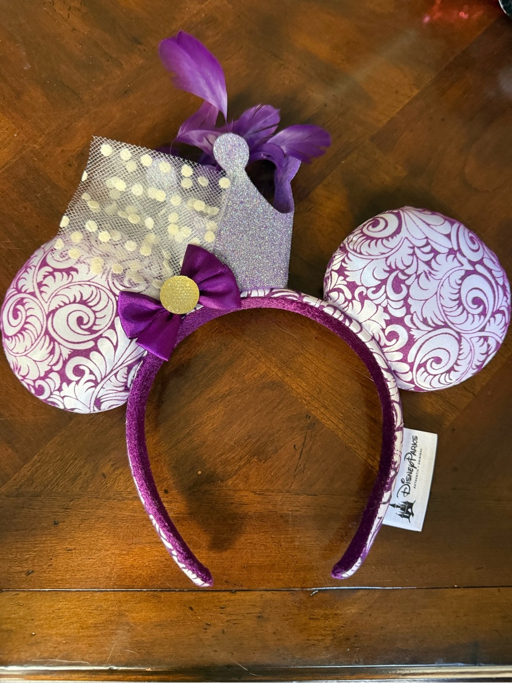Disney Purple and White Paisley Minnie Ears Headband